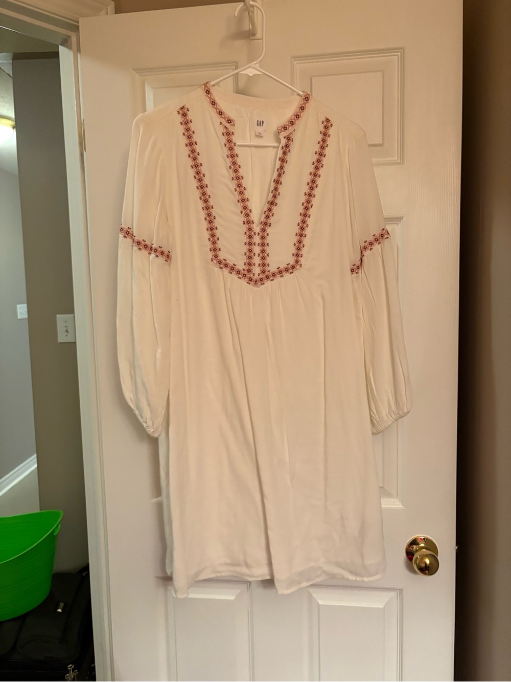 GAP Cream Tunic Dress with Pink Embroidered Detailing